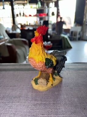 Vintage Colorful Rooster Figurine - Yellow, Red & Black Home Accent